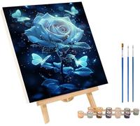 Flower Paint by Numbers for Adults, Butterfly Paint by Numbers Canvas, DIY Craft Art Canvas Painting Kit with Acrylic Pigment and Brushes, Hobbies for Adults Women, Home Wall Decor 24x32 in Y-7274