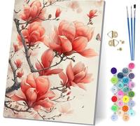 Flower Paint by Numbers for Adults, Butterfly Paint by Numbers Kits On Canvas, Easy DIY Color Oil Painting Acrylic Paints with Brushes, Hobbies for Adults Women, Home Wall Decor 16x20 inch A-4853