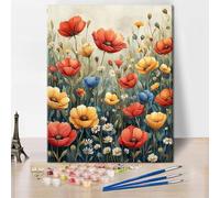 Flower Paint by Numbers for Adults, DIY Colorful Wildflowers Oil Painting Paint by Numbers Kits on Canvas Wall Decor, Flower Painting Kits with Brushes and Pigment for Adults,16"x20"Inch(Frameless)