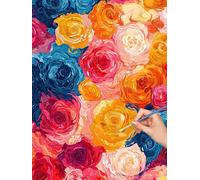 Flower Paint by Numbers for Adults, DIY Paint by Numbers Valentine'S Day without Frame, Painting by Number for Adults Beginners, Canvas Kits with Brushes, Home Decor, Gifts for Women, 30x40cm, -7122