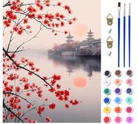 Flower Paint by Numbers for Adults on Canvas, Painting by Numbers for Adults Architecture, DIY Crafts for Adults Oil Painting Art Kits, Hobbies for Adults Women, Room Decor Gifts 24x28in 6-7215