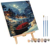 Flower Paint by Numbers for Adults, Snow Scene Paint by Numbers Canvas, DIY Craft Art Canvas Painting Kit with Acrylic Pigment and Brushes, Hobbies for Adults Women, Home Wall Decor 24x28 in I-6429