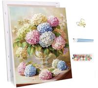 Flower Paint by Numbers for Adults with Frame, Painting by Numbers for Adults Abstract on Canvas, DIY Acrylic Oil Painting Kits with Brushes, Hobbies for Adults Women, Room Decor Gifts 12x16in 2-6558