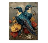 Flower Paint by Numbers for Children, 12 x 16 in Large Paint by Numbers for Adults Hummingbird, DIY Oil Paintings Crafts Hobbies Gifts with Brushes and 36 Acrylic Pigment Home Wall Decor ZBSWK817