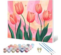 Flower Paint by Numbers Plant Painting by Numbers for Adults Beginner DIY Digital Painting Hobbies for Adults Women with 3 Brush and Acrylic Paints Kit for Home Decor, Gifts 30x20cm -hjw2501061