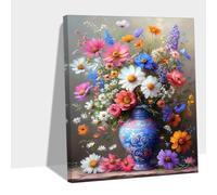 Flower Paint by Numbers, Retro Paint by Numbers for Adults 24x32in Easy DIY Canvas Painting Kits for Adults Beginners with Brushes Acrylic Pigment, Home Decoration Wall Art Crafts, Women Hobby Y#B113