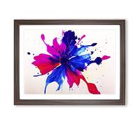 Flower Paint Splash Vol.2 Abstract H1022 Framed Print for Living Room Bedroom Home Office Décor, Wall Art Picture Ready to Hang, Walnut A4 Frame (34 x 25 cm)