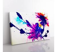 Flower Paint Splash Vol.6 Abstract Canvas Wall Art Print Ready to Hang, Framed Picture for Living Room Bedroom Home Office Décor, 60x40 cm (24x16 Inch)