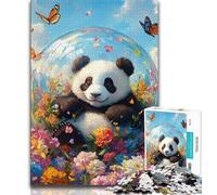 Flower Panda JigsawPuzzle 1000 Pieces for Teenagers,Challenging Family Activity Games DIY Toy for Home Wall Decor Gifts (38x26cm)