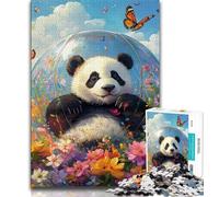 Flower Panda Jigsaws Puzzles 1000 Pieces for Teenagers Gifts,Challenging Difficult Deal As Gifts for The Whole Family (38x26cm)