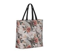 Flower Paris Eiffel Tower Basic Models Tote Bag With Zipper With Inner Pockets,Laptop Work Tote Bag For Sport,Travel