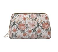 Flower Paris Eiffel Tower Leather Hand-Held Zipper Makeup Bag Pen Case Stationery Box Lipstick Pouch Toiletry Bag