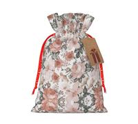 Flower Paris Eiffel Tower Print Drawstring Pouches For Gifts,Reusable Fabric Gift Bags,For Holiday And Party Presents