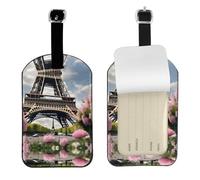 Flower Paris Eiffel Tower Print Luggage Bag Tags Leather Travel Id Labels Suitcase Name Tags Travel Essentials