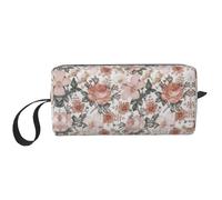 Flower Paris Eiffel Tower Print Portable Cosmetic Pouch, Travel Storage Case, Zippered Organizer Bag for Quick Access