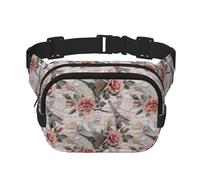 Flower Paris Eiffel Tower Print Unisex Square Double Layer Waist Bag Crossbody Fanny Pack Travel Workout Accessory, Black, One Size, Black, One Size