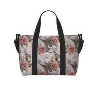 Flower Paris Eiffel Tower Print Waterproof Travel Tote Bag,Carry On Weekender Duffle for Gym Overnight