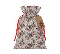 Flower Paris Eiffel Tower Printing Fashion Drawstring Bag With Kraft Tag For Christmas Halloween Party Gift Packaging