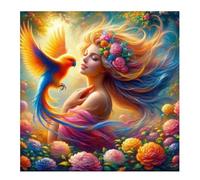 Flower Parrot Woman 90 Piece Jigsaw Puzzles for Adults and Kids, Impossible Puzzle, Jigsaws 90 pieces for adults Gifts, Difficult jigsaw puzzles for The Whole Family