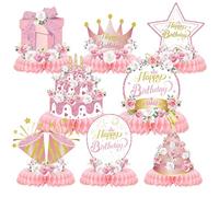 Flower Party Decorations Birthday Supplies - 8 Pcs Pink Flower Honeycomb Centerpiece Table Topper For Girls Women Baby Shower Garden Tea Gender Reveal Spring Party Decor Floral Decorations