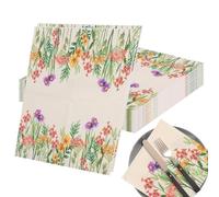 Flower Party Napkins - Garden Themed Party Set | 20 Sheets Decorative Paper Napkins | Print Set for Tea Not Tear Easily Wildflower Dinner Paper Skin-Friendly Fade-Resistant
