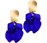 Flower Pastel Petals Dangle Earrings, Acrylic Tiered Matte Drop Floral Tassel Statement Exaggerated Earrings for Women and Girls (Blue)