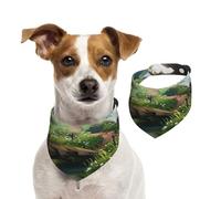 Flower Path Pet Scarf Dog Bandanas Spring Summer Soft Cotton Puppy Scarfs Adjustable Accessories for Small Medium Large Girl Boy Pup Large