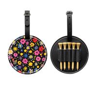 Flower Pattern Black Printed Golf tee Storage Bag - for Men only, Durable PU Material, Easy to Carry, Enhance The Golf Experience