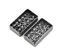 Flower Pattern Brass Pickup Cover 2PCS - Vintage Style Metal Guitar Pickup Protector for Electric Guitar, Compatible with Gibson, Fender, PRS Humbuckers - Guitar Accessories (Black)