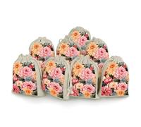 Flower Pattern Bunches Pocket Cotton And Hemp with Drawstring 8 Pieces Reusable Gift Bags Jewelry Pouch for Wedding DIY Craft Party (4.9 X 6.7 Inch)