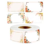 Flower Pattern Envelope Seal Label System - Sticker Roll for Kids, DIY Canning Organization Accessory, Decorative Identification Tags for Jars Lids Bottles Craft Projects Use