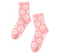 Flower Pattern Floral Socks Funky pair Crew Socks Animation Cartoon Cool Unusual Gift for Her Women Child Teen Girlfriend Wife Sweet Sweatheart Feminine Girly Print Mid-Calf Pink Summer Festival Hippy