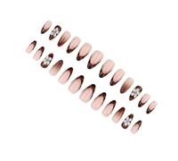 Flower Pattern French False Nails Floral Embossed Design Quick Application for Teachers Salespersons Formal Attire No Tool Application False Nail