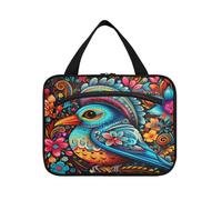 Flower Pattern Penguin Hanging Travel Toiletry Cosmetic Makeup Bag Large Capacity Foldable Storage Wash Bags for Women Girls Bathroom