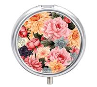Flower Pattern Pill Box, 3 Compartment Small Pill Case Waterproof Travel Pill Organizer for Pocket Or Purse Portable Mini Medicine Tablet Vitamin Holder Pill Case