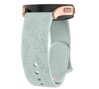 Flower Pattern Strap compatible for Garmin Vivoactive 5/3/3 Music,Venu Sq/Sq Music/Sq 2/Sq 2 Music,Venu/Venu 2 Plus for Women Men, 20mm Fashionable Adjustable Silicone Replacement Straps (Nude Green)