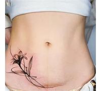 Flower-patterned Temporary Tattoos For Covering Scars, Stretch Marks, Arms, And Lower Abdomen; Long-lasting 2 Weeks. Fake Tattoos