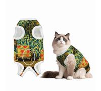 Flower Patterns, Abstract Art Dog Surgery Suit Recovery Suit, Breathable Full Body Dog & Cat Surgical Suit with Cute Prints, Alternative to Cone for Spay Neuter Wound Care, Male & Female Pets X-Large