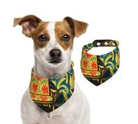 Flower Patterns, Abstract Art Pet Scarf Dog Bandanas Spring Summer Soft Cotton Puppy Scarfs Adjustable Accessories for Small Medium Large Girl Boy Pup Medium