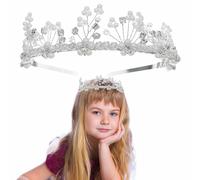 Flower Pearl Crystal Wedding Crown for Women,Rhinestone Headband Crystal Pearls Tiara Crowns for Bride Birthday Drama Cosplay Prom