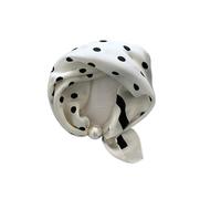 Flower Pearl Magnetic Buckle Scarf Black White Stripe Polka Dot Print Neckerchief Scarf Accessory(Color 2)