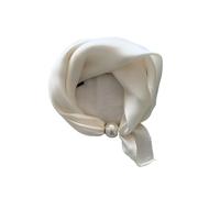 Flower Pearl Magnetic Buckle Scarf Black White Stripe Polka Dot Print Neckerchief Scarf Accessory(Color 1)