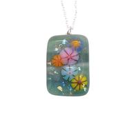 Flower Pendant, Glass Flower Pendant, Handmade Glass Pendant, Dichroic Glass Pendant, Floral Pendant, 3.3cm x 2.3cm (Multi 2)