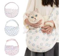 Flower Pet Sling Carrier for Small Dogs,Breathable Small Dog Carrier Sling,Puppy Carrier for Small Dogs and Cats,Dog Slings for Small Dogs (blue, L)