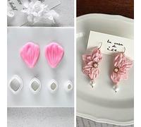 Flower Petal Clay Cutters - Flower Polymer Clay Cutters for Earrings Making, 4pcs Clay Cutters with 1pcs Petal Press Polymer Clay Mold, Clay Cutters for Polymer Clay Jewelry Making
