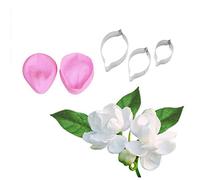 Flower Petal Veiner Cutter Silicone Molds Stainless Steel Fondant Cutter Set, Cake Decorating Tools Cookie Cutter Baking Moulds,Bakeware Sugarcract Chocolate Gumpaste Molds Cake Decorating Mold