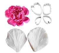 Flower Petal Veiner Silicone Molds Stainless Steel Fondant Cutter Set,Cake Decorating Toosl Cookie Cutter Baking Mould,Bakeware Mould Sugarcract Chocolate Gumpaste Molds Cake Decorating