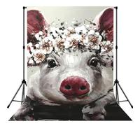 Flower Pig Print Photo Studio Background 5x7ft Soft Photo Backdrop Curtain For Studio Content Creator Equipment