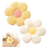 Flower Pillow, 2PCS Daisy Cushion, 38x38cm Flower Floor Cushion Pillow, Daisy Window Seat Throw Pillow, Cushions for Room Decor, Daisy Seat Pads for Car Home Sofa Chair and Floor(Yellow, White)