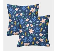 Flower Pillow Cases Pack of 2 Cozy Pillowcase Art Cushion Case Polyester Decor Sofa for Living Room Bedroom 40x40cm